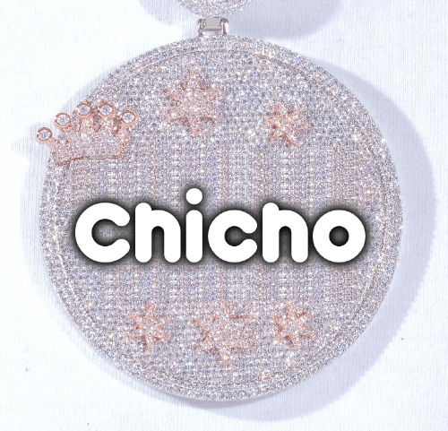 CUSTOM LETTER NECKLACE 3D BIG CROWN DISC