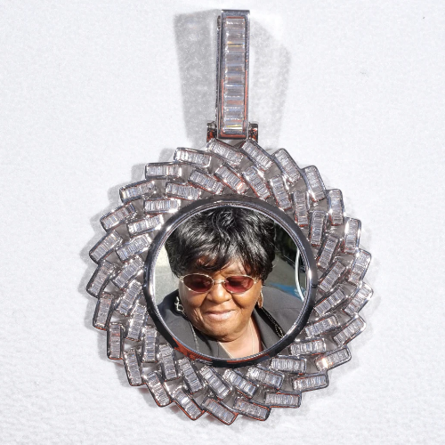 Large 3D Baguette Custom Picture Pendant