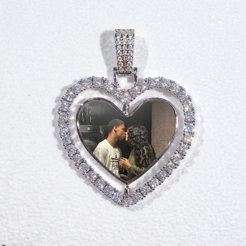 3D Spinning 2-Faced Heart Custom Picture Pendant