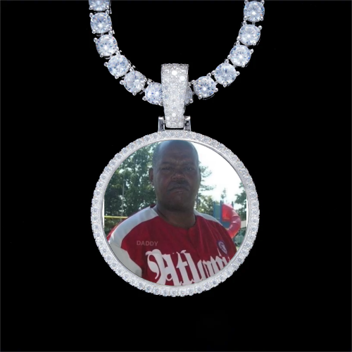 925S & VVS Moissanite 3D Circle Custom Picture Pendant
