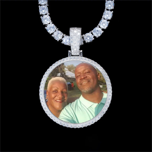 925S & VVS Moissanite 3D Circle Custom Picture Pendant