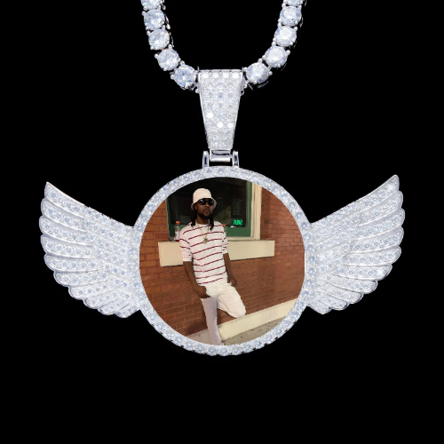 925S & VVS Moissanite 3D Wing Custom Picture Pendant