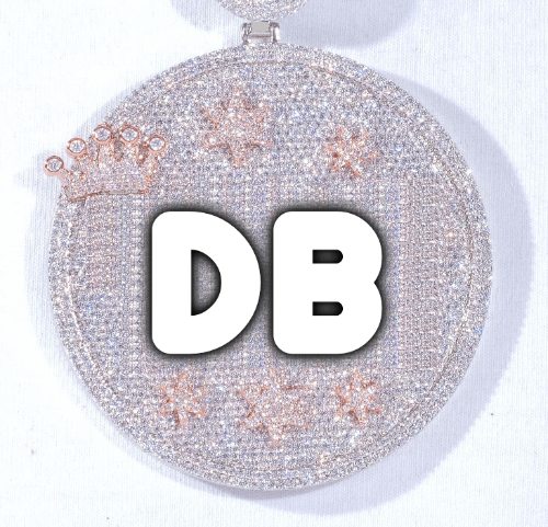 CUSTOM LETTER NECKLACE 3D BIG CROWN DISC