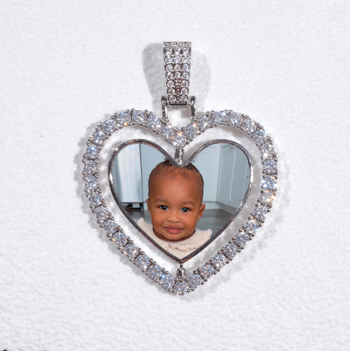 3D Spinning 2-Faced Heart Custom Picture Pendant