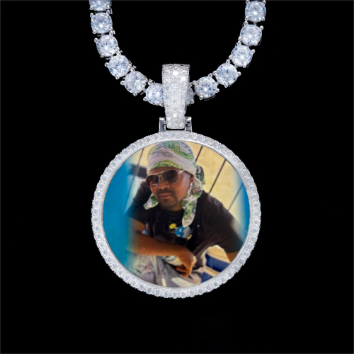 925S & VVS Moissanite 3D Circle Custom Picture Pendant