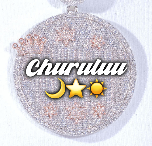 CUSTOM LETTER NECKLACE 3D BIG CROWN DISC