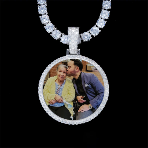 925S & VVS Moissanite 3D Circle Custom Picture Pendant