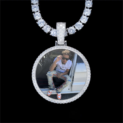 925S & VVS Moissanite 3D Circle Custom Picture Pendant