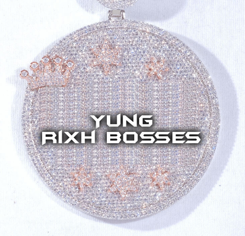 CUSTOM LETTER NECKLACE 3D BIG CROWN DISC