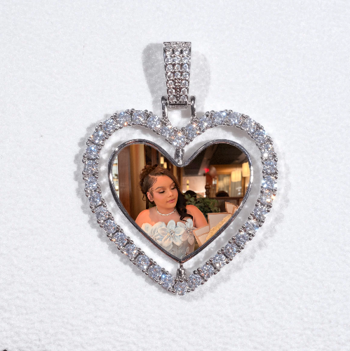 3D Spinning 2-Faced Heart Custom Picture Pendant