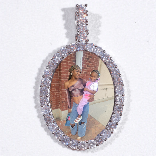 Large 3D Oval Custom Picture Pendant