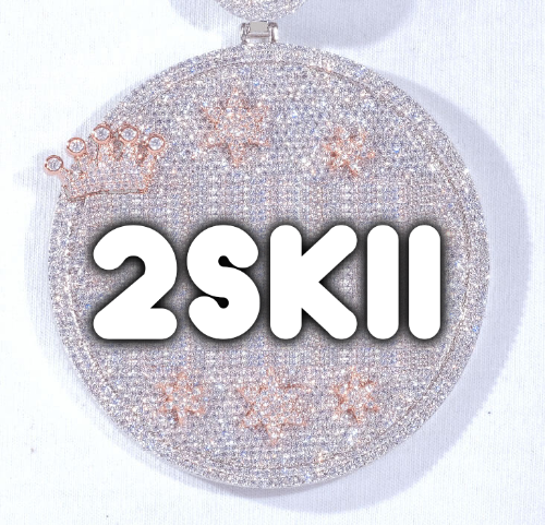 CUSTOM LETTER NECKLACE 3D BIG CROWN DISC
