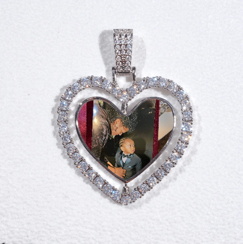 3D Spinning 2-Faced Heart Custom Picture Pendant