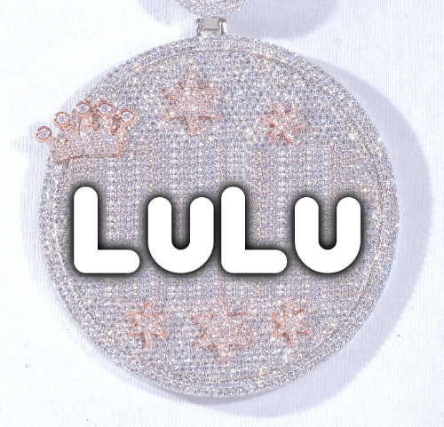 CUSTOM LETTER NECKLACE 3D BIG CROWN DISC