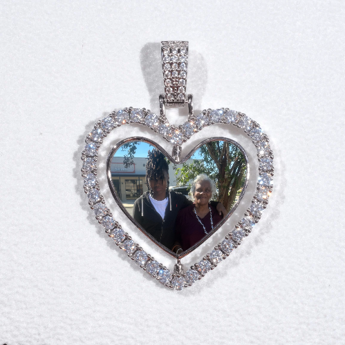 3D Spinning 2-Faced Heart Custom Picture Pendant