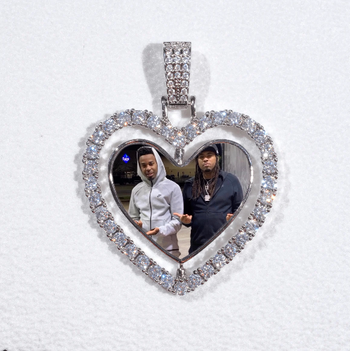 3D Spinning 2-Faced Heart Custom Picture Pendant