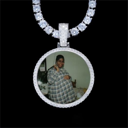 925S & VVS Moissanite 3D Circle Custom Picture Pendant