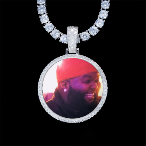 925S & VVS Moissanite 3D Circle Custom Picture Pendant