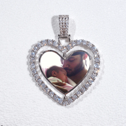 3D Spinning 2-Faced Heart Custom Picture Pendant