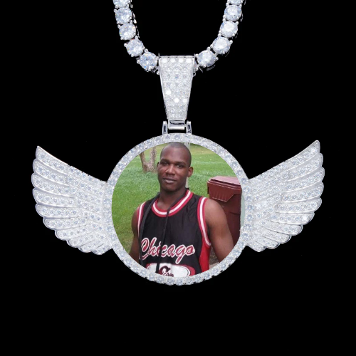 925S & VVS Moissanite 3D Wing Custom Picture Pendant