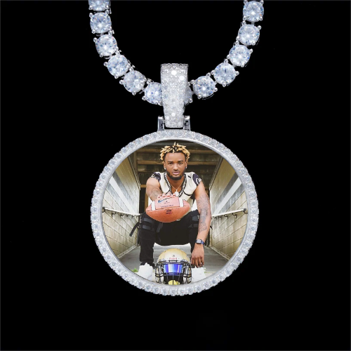 925S & VVS Moissanite 3D Circle Custom Picture Pendant