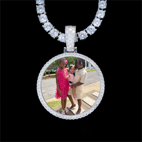 925S & VVS Moissanite 3D Circle Custom Picture Pendant
