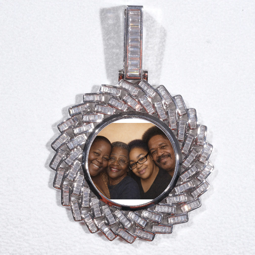 Large 3D Baguette Custom Picture Pendant
