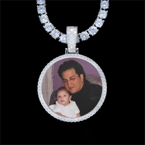 925S & VVS Moissanite 3D Circle Custom Picture Pendant