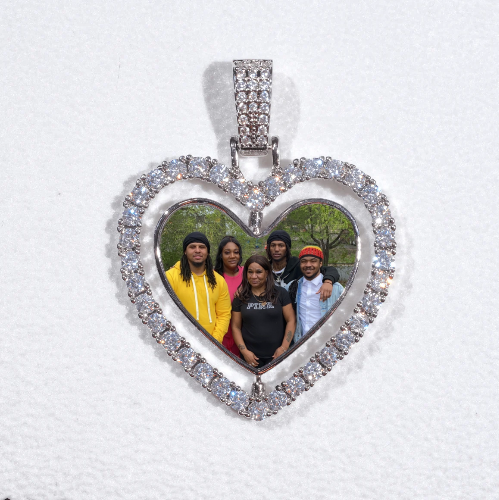 3D Spinning 2-Faced Heart Custom Picture Pendant