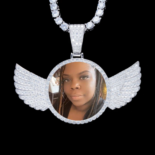 925S & VVS Moissanite 3D Wing Custom Picture Pendant
