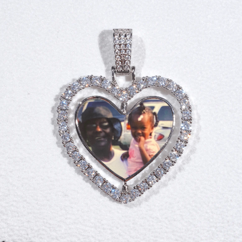 3D Spinning 2-Faced Heart Custom Picture Pendant