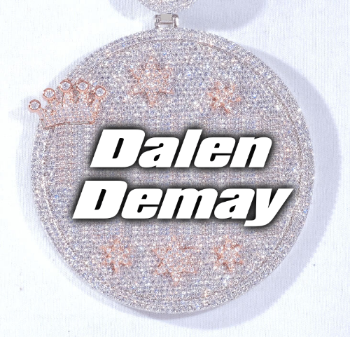 CUSTOM LETTER NECKLACE 3D BIG CROWN DISC