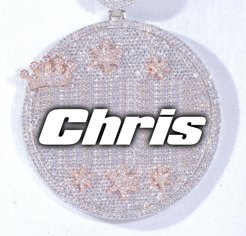 CUSTOM LETTER NECKLACE 3D BIG CROWN DISC