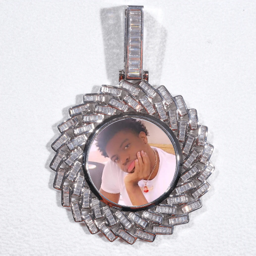 Large 3D Baguette Custom Picture Pendant