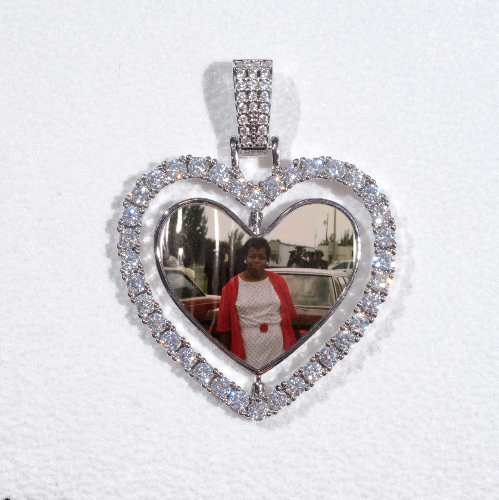 3D Spinning 2-Faced Heart Custom Picture Pendant