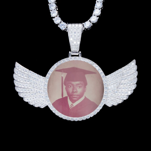 925S & VVS Moissanite 3D Wing Custom Picture Pendant