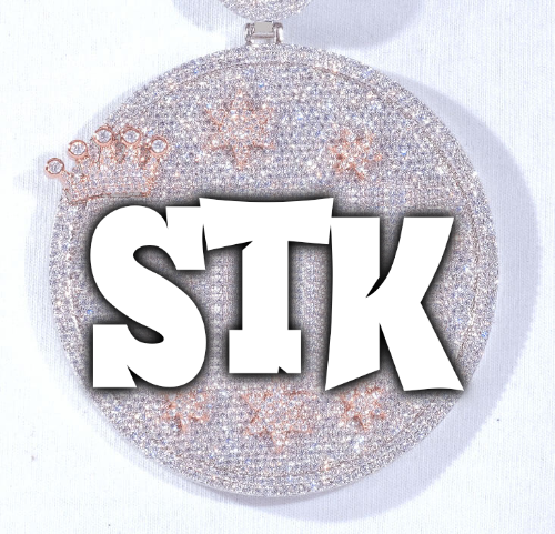 CUSTOM LETTER NECKLACE 3D BIG CROWN DISC
