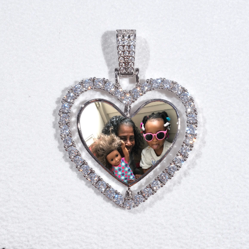 3D Spinning 2-Faced Heart Custom Picture Pendant
