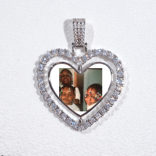3D Spinning 2-Faced Heart Custom Picture Pendant