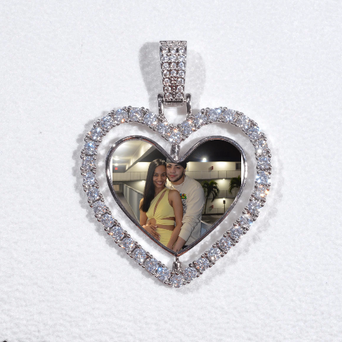 3D Spinning 2-Faced Heart Custom Picture Pendant