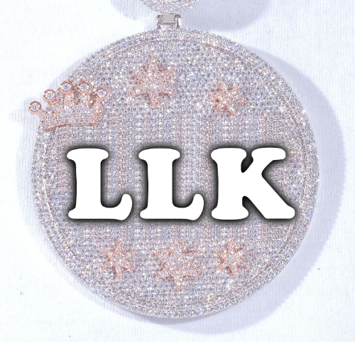 CUSTOM LETTER NECKLACE 3D BIG CROWN DISC