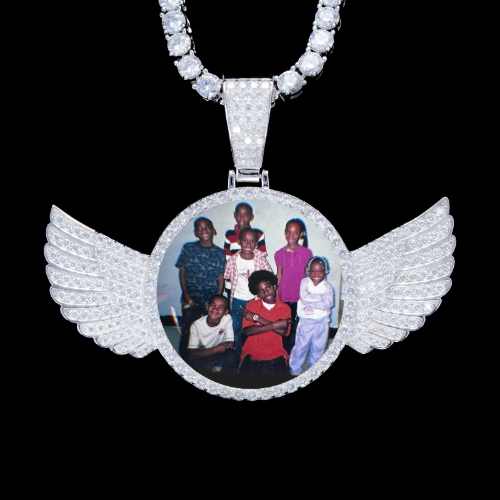 925S & VVS Moissanite 3D Wing Custom Picture Pendant
