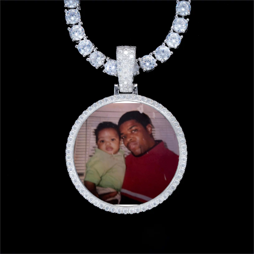 925S & VVS Moissanite 3D Circle Custom Picture Pendant