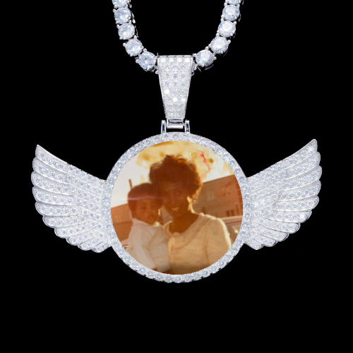 925S & VVS Moissanite 3D Wing Custom Picture Pendant