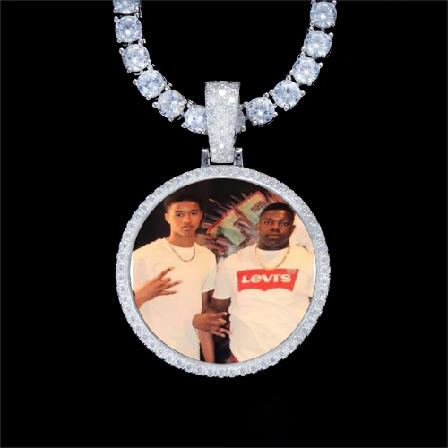 925S & VVS Moissanite 3D Circle Custom Picture Pendant