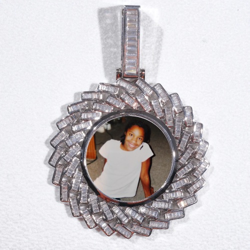 Large 3D Baguette Custom Picture Pendant