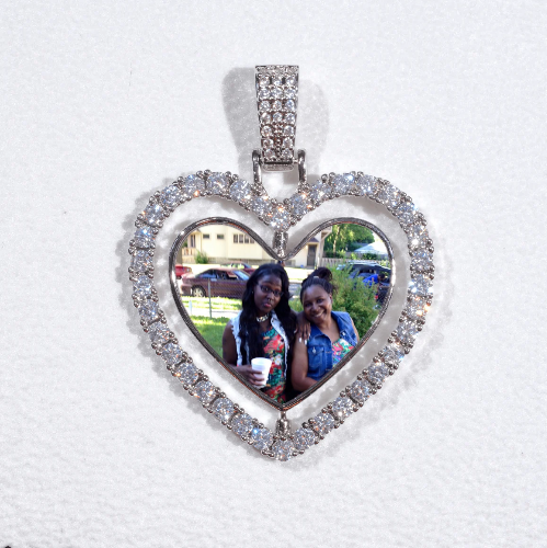 3D Spinning 2-Faced Heart Custom Picture Pendant