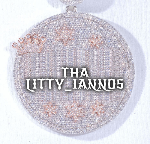 CUSTOM LETTER NECKLACE 3D BIG CROWN DISC