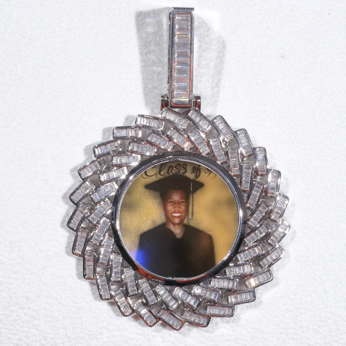 Large 3D Baguette Custom Picture Pendant