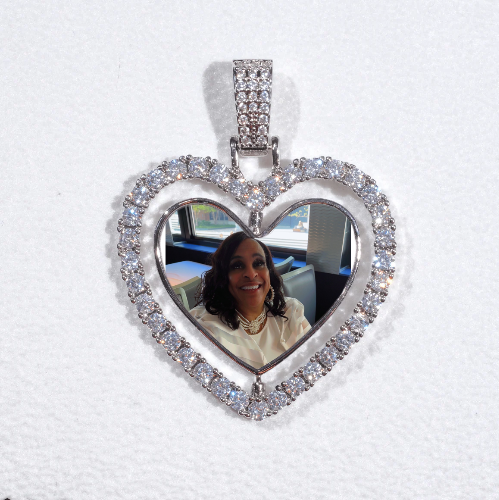 3D Spinning 2-Faced Heart Custom Picture Pendant